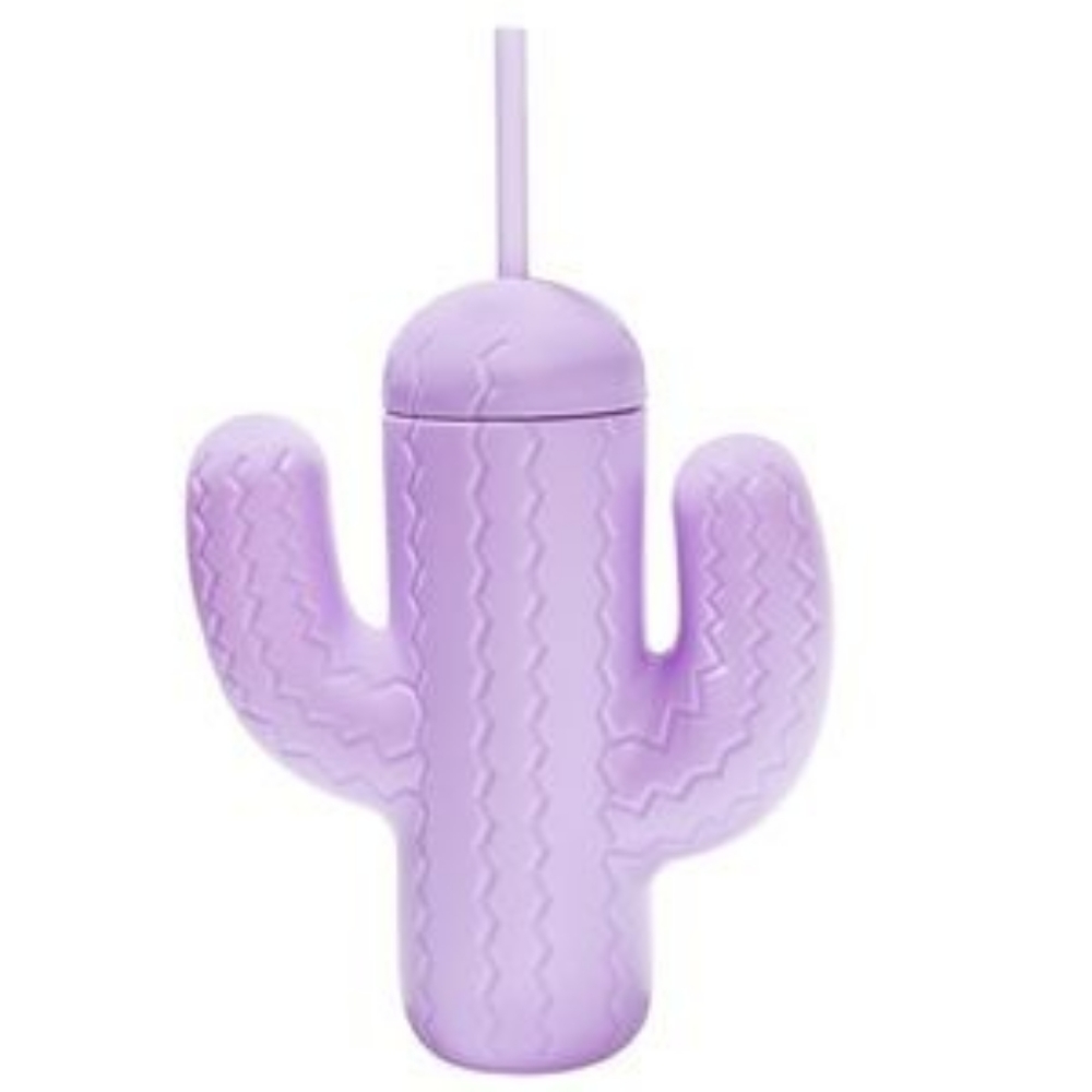 NIB Pink Sky purple cactus cup with straw